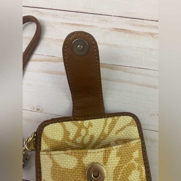 Spartina Wristlet Wallet Leather & Linen ID Holder - Picture 4 of 6
